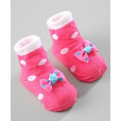 Cute Walk by Babyhug Ankle Length Socks Bow Applique Pack of 3 - Red & Pink