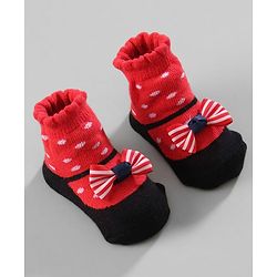 Cute Walk by Babyhug Ankle Length Socks Bow Applique Pack of 3 - Red & Pink
