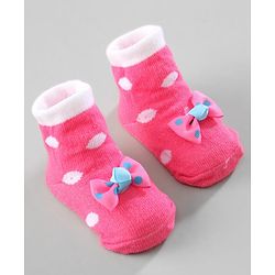 Cute Walk by Babyhug Ankle Length Socks Bow Applique Pack of 3 - Red & Pink