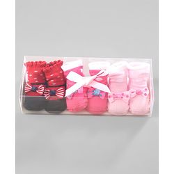 Cute Walk by Babyhug Ankle Length Socks Bow Applique Pack of 3 - Red & Pink
