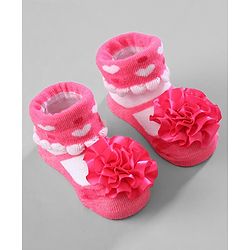 Cute Walk by Babyhug Ankle Length Socks Floral Applique Pack of 3 - Red Purple & Blue