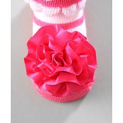 Cute Walk by Babyhug Ankle Length Socks Floral Applique Pack of 3 - Red Purple & Blue