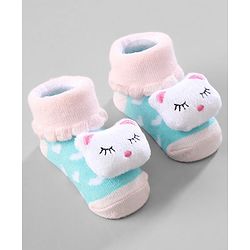 Cute Walk by Babyhug Ankle Length Socks Animal Applique Pack of 3 - Pink