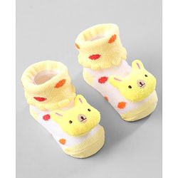 Cute Walk by Babyhug Ankle Length Socks Animal Applique Pack of 3 - Purple Red & Yellow