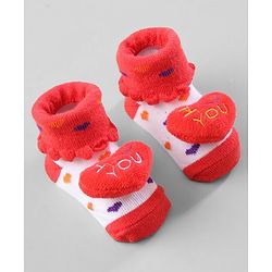 Cute Walk by Babyhug Ankle Length Socks Animal Applique Pack of 3 - Purple Red & Yellow