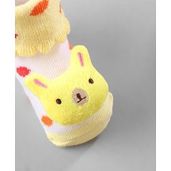 Cute Walk by Babyhug Ankle Length Socks Animal Applique Pack of 3 - Purple Red & Yellow