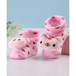 Cute Walk by Babyhug Sock Shoes with Bunny Applique -  Pink