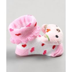 Cute Walk by Babyhug Sock Shoes with Bunny Applique -  Pink