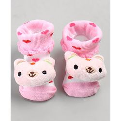 Cute Walk by Babyhug Sock Shoes with Bunny Applique -  Pink