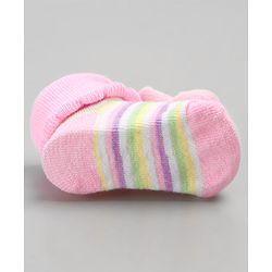 Cute Walk by Babyhug Sock Shoes with Bunny Applique - Pink