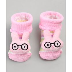 Cute Walk by Babyhug Sock Shoes with Bunny Applique - Pink