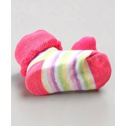 Cute Walk by Babyhug Sock Shoes with Mushroom Applique - Pink