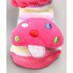 Cute Walk by Babyhug Sock Shoes with Mushroom Applique - Pink