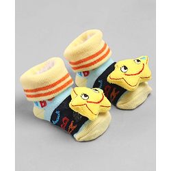 Cute Walk by Babyhug Sock Shoes with Star Applique - Yellow