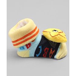 Cute Walk by Babyhug Sock Shoes with Star Applique - Yellow