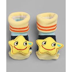 Cute Walk by Babyhug Sock Shoes with Star Applique - Yellow