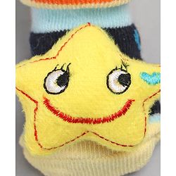 Cute Walk by Babyhug Sock Shoes with Star Applique - Yellow