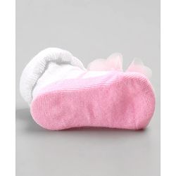 Cute Walk by Babyhug Sock Shoes with Flower Applique - Pink