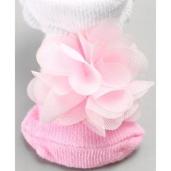 Cute Walk by Babyhug Sock Shoes with Flower Applique - Pink