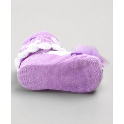 Cute Walk by Babyhug Sock Shoes with Flower Applique - Purple