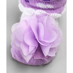 Cute Walk by Babyhug Sock Shoes with Flower Applique - Purple