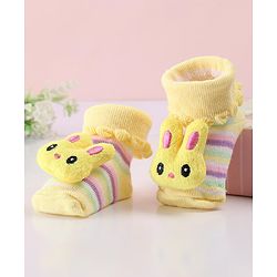 Cute Walk by Babyhug Sock Shoes with Bunny Applique - Yellow