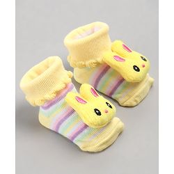 Cute Walk by Babyhug Sock Shoes with Bunny Applique - Yellow