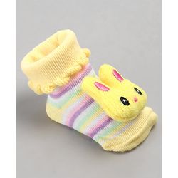 Cute Walk by Babyhug Sock Shoes with Bunny Applique - Yellow