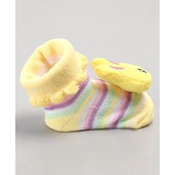 Cute Walk by Babyhug Sock Shoes with Bunny Applique - Yellow