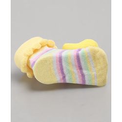 Cute Walk by Babyhug Sock Shoes with Bunny Applique - Yellow