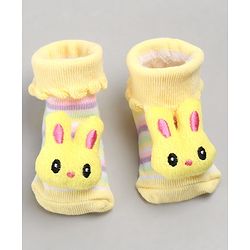 Cute Walk by Babyhug Sock Shoes with Bunny Applique - Yellow