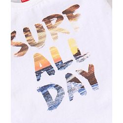 Babyhug 100% Cotton Knit Half Sleeves T-Shirt with Text print - White