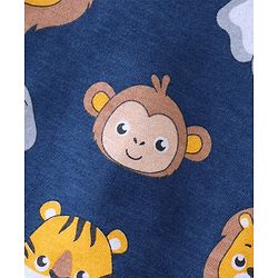 Babyhug Cotton Knit Half Sleeves Night Suit With Animal Print - Blue