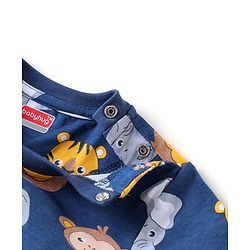 Babyhug Cotton Knit Half Sleeves Night Suit With Animal Print - Blue