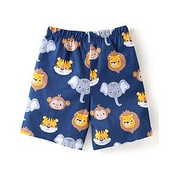 Babyhug Cotton Knit Half Sleeves Night Suit With Animal Print - Blue