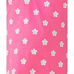 Babyhug Cotton Knit Frill Sleeves Nighty Floral Print - Pink