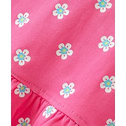 Babyhug Cotton Knit Frill Sleeves Nighty Floral Print - Pink