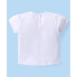 Babyhug Single Jersey Knit Half Sleeves Capri Night Suit With Text Print - White & Pink
