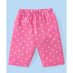 Babyhug Single Jersey Knit Half Sleeves Capri Night Suit With Text Print - White & Pink