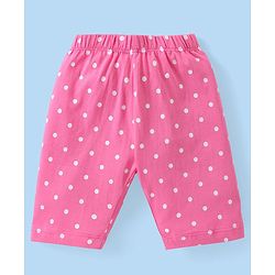 Babyhug Single Jersey Knit Half Sleeves Capri Night Suit With Text Print - White & Pink