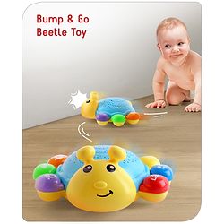 Babyhug Musical Bump and Go Beetle Projector Toy With Light- Yellow| Animal Toy With Music, Lights & Sounds For 12 Months+| Fun Learning Toy for Kids| Best Gift for Toddlers| Non-Toxic| BIS Certified