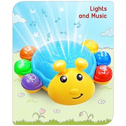 Babyhug Musical Bump and Go Beetle Projector Toy With Light- Yellow| Animal Toy With Music, Lights & Sounds For 12 Months+| Fun Learning Toy for Kids| Best Gift for Toddlers| Non-Toxic| BIS Certified
