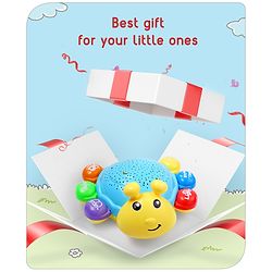 Babyhug Musical Bump and Go Beetle Projector Toy With Light- Yellow| Animal Toy With Music, Lights & Sounds For 12 Months+| Fun Learning Toy for Kids| Best Gift for Toddlers| Non-Toxic| BIS Certified