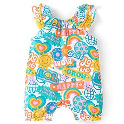 Babyhug 100% Cotton Sleeveless Text Printed Romper - Multicolour