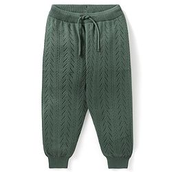 Babyhug Sweater Knit Fleece and Woollen Pants - Olive Green