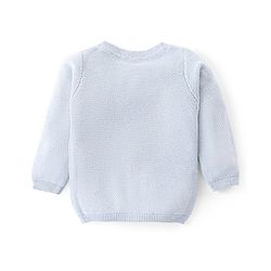 Babyhug Knitted Full Sleeves Front Open Sweater with Pocket Detailing - Sky Blue