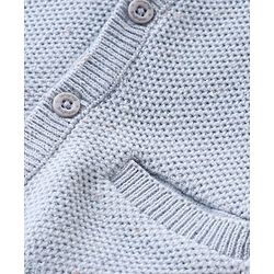 Babyhug Knitted Full Sleeves Front Open Sweater with Pocket Detailing - Sky Blue