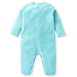 Babyhug Knitted Full Sleeves Winter Wear Romper With Cable Knit Design - Blue