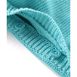 Babyhug Knitted Full Sleeves Winter Wear Romper With Cable Knit Design - Blue