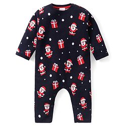 Babyhug Sweater Knit Full Sleeves Winter Wear Romper Christmas Theme - Navy Blue